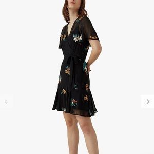 KAREN MILLEN Embroidered Faux-Wrap Dress
